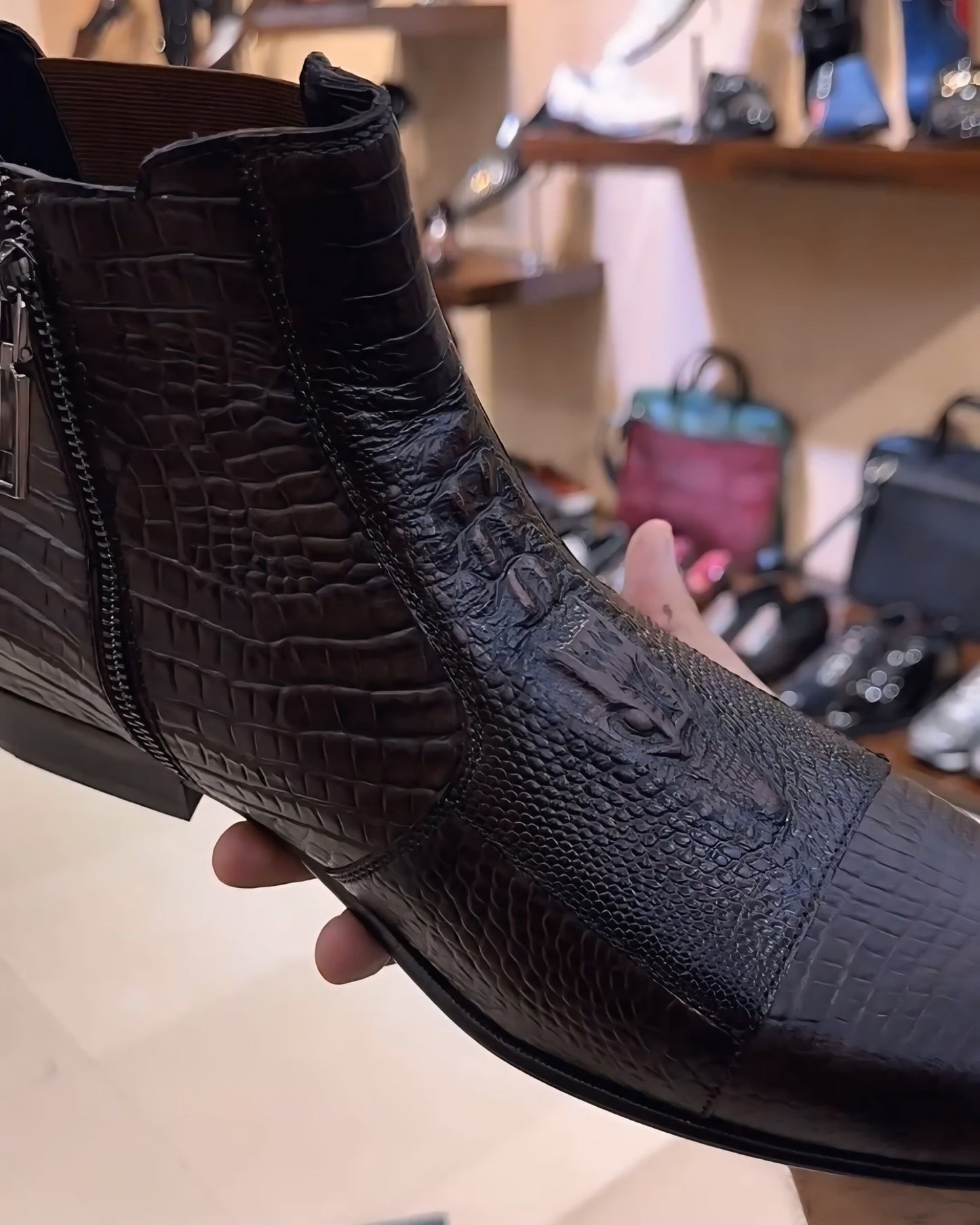 Limited Edition Alligator Leather Scaled Zipper Boots