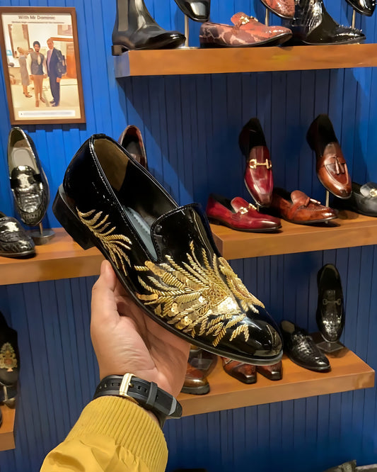 Luxe Edition Gold Tiger Hand-embroidered Moccasins