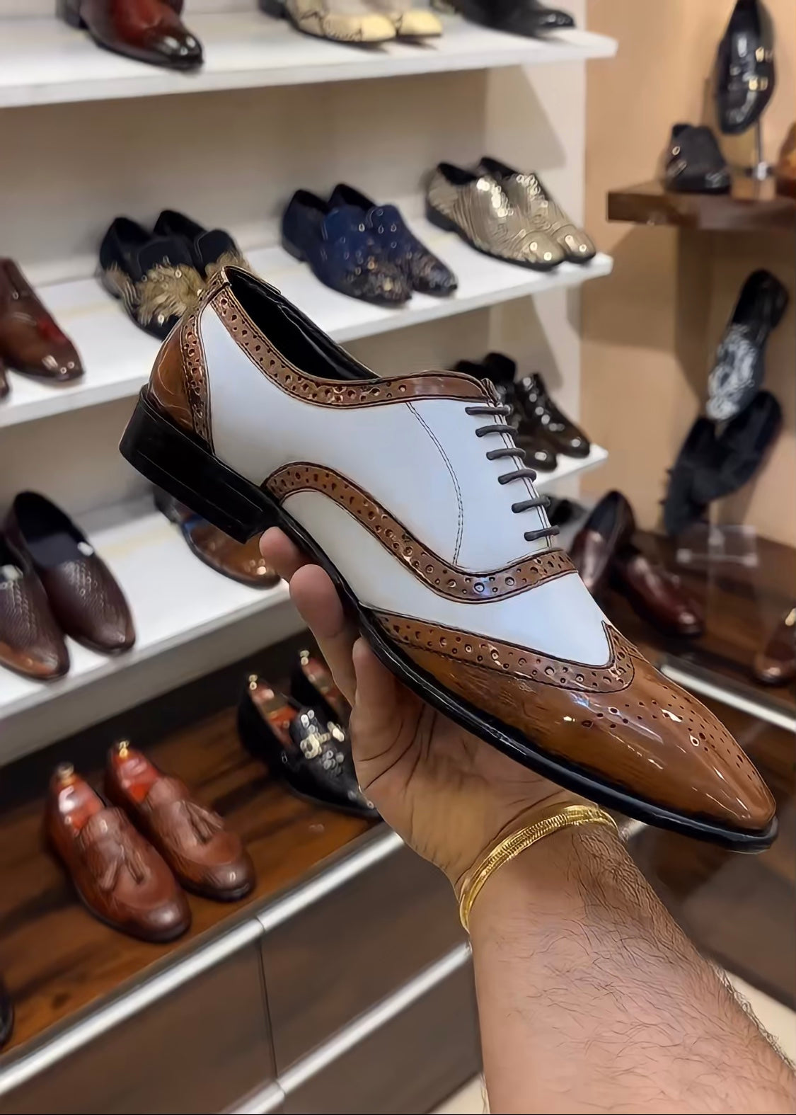Dual-tone Patina Wingtip Oxfords