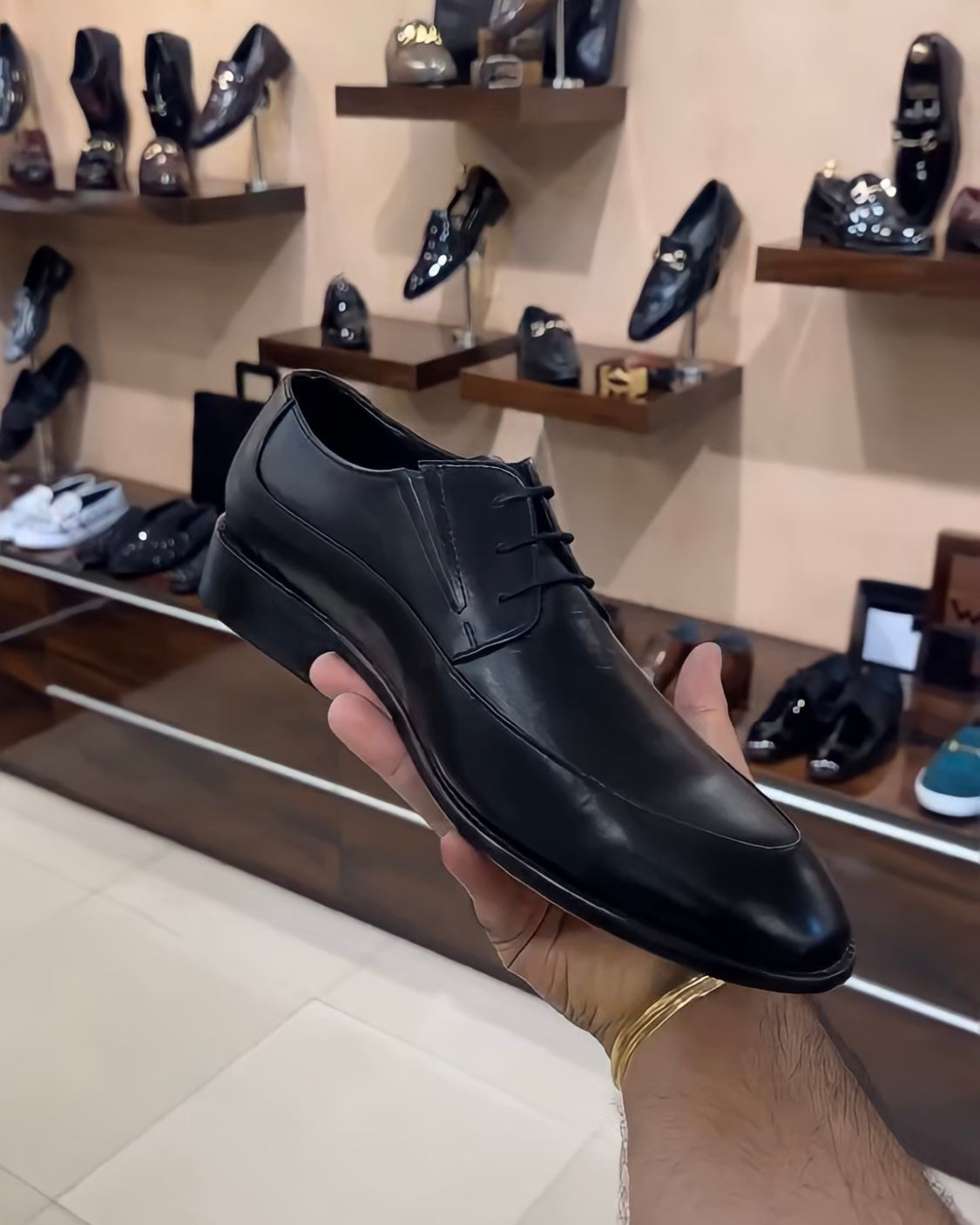 Black Calf Skin Leather Derbies