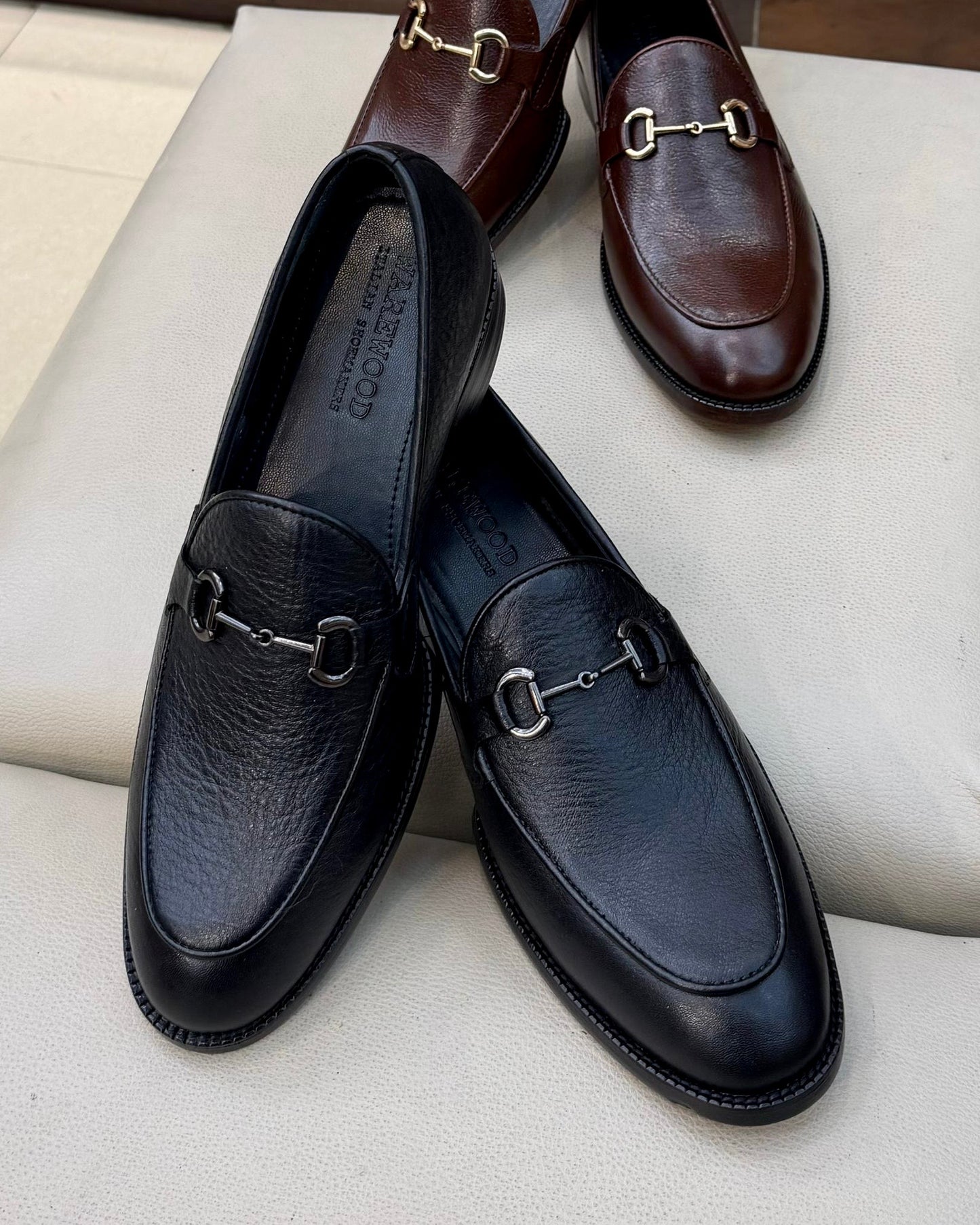 Black Full Grain Leather Horsebit Loafers with 270 Degree Welted Sole