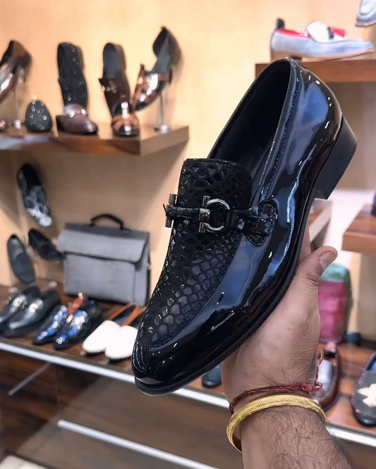 Signature Snake Foil Patent Spectator Moccasins