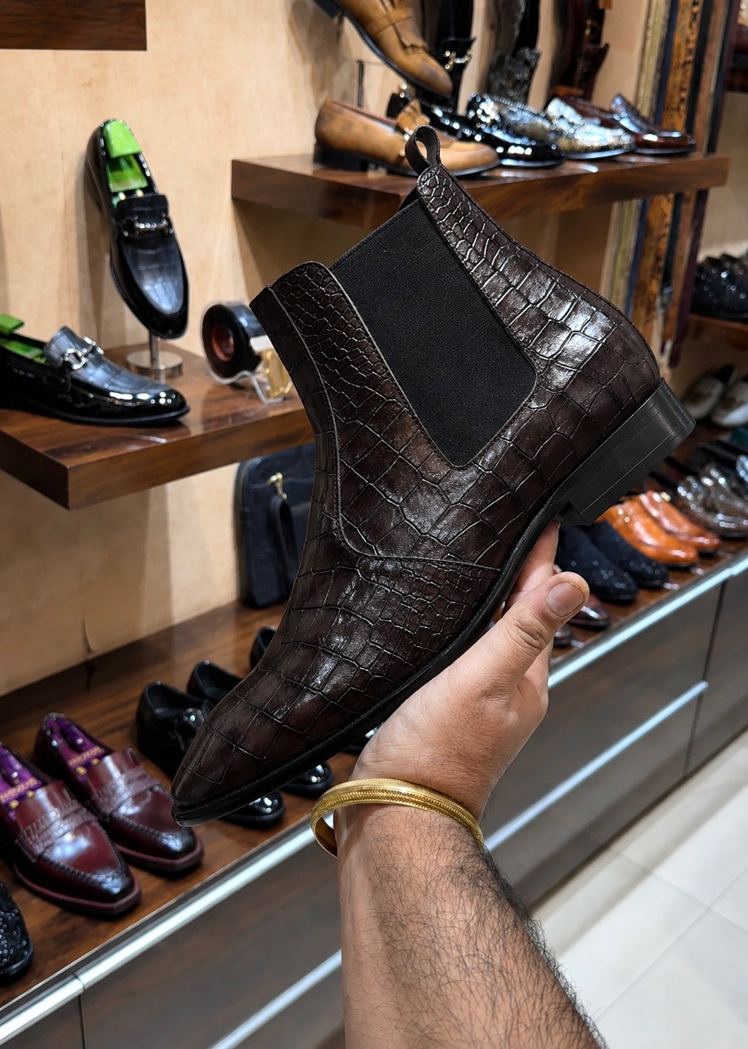 Brown Crocodile Chelsea Boots