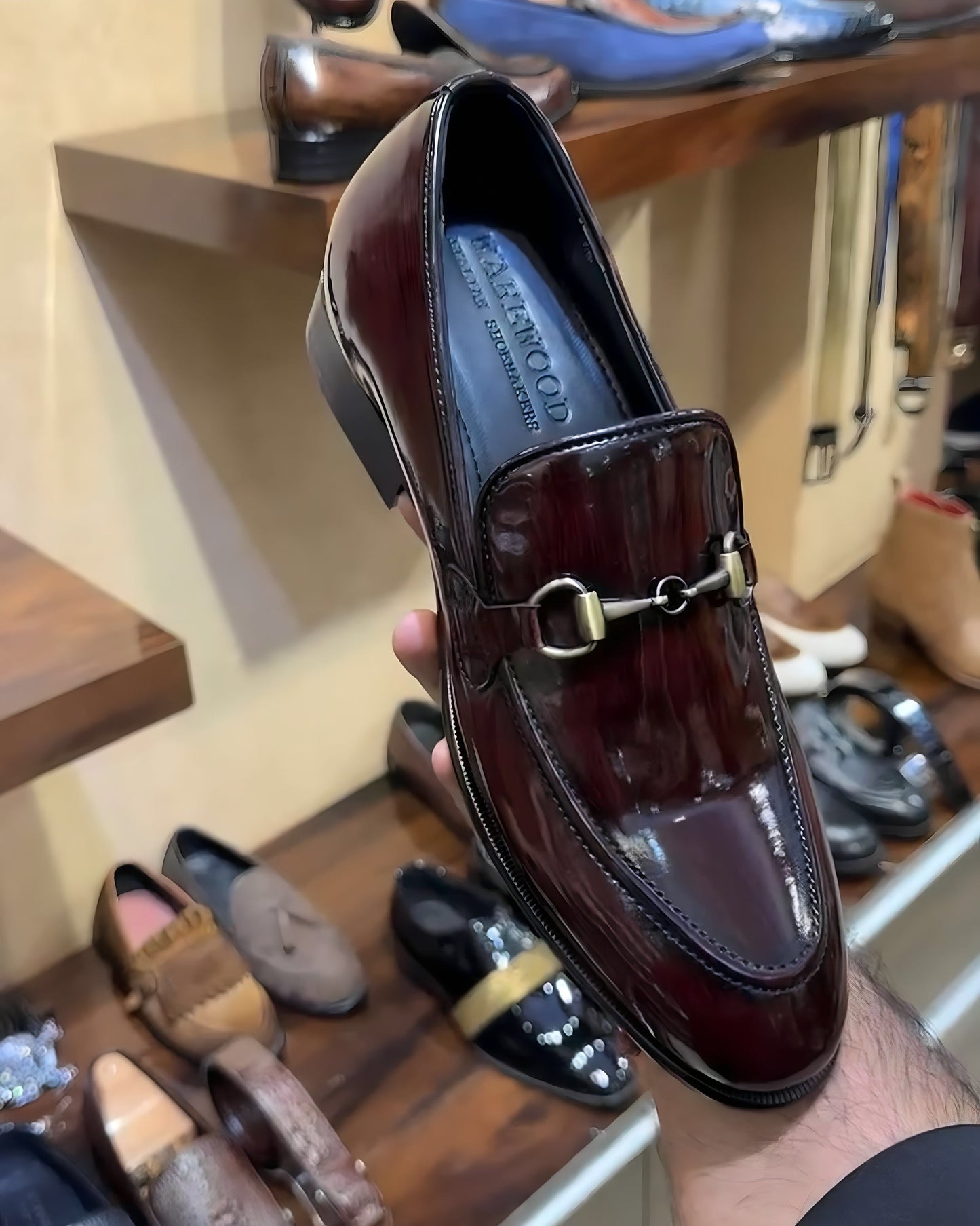 Brush-off Ox-blood Moccasins with Antique Buckle