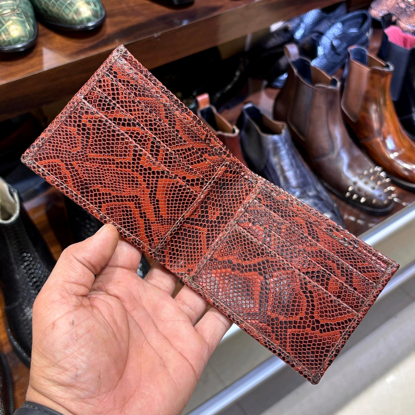 Exotic Red & Black Snake Pattern Wallet