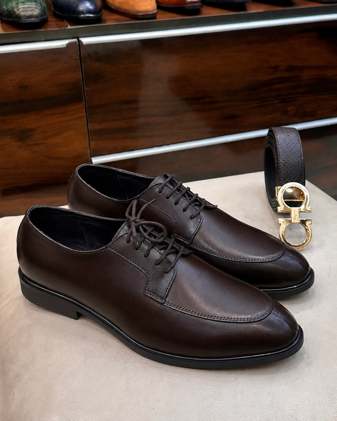 Dark Brown Split Toe Derby Shoes
