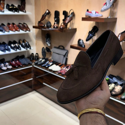 Classic Brown Suede Tassel Loafers