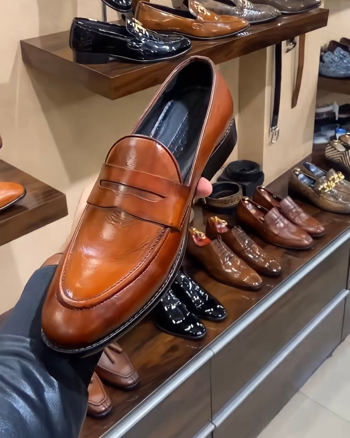 Pure Italian Tan Leather Penny Loafers