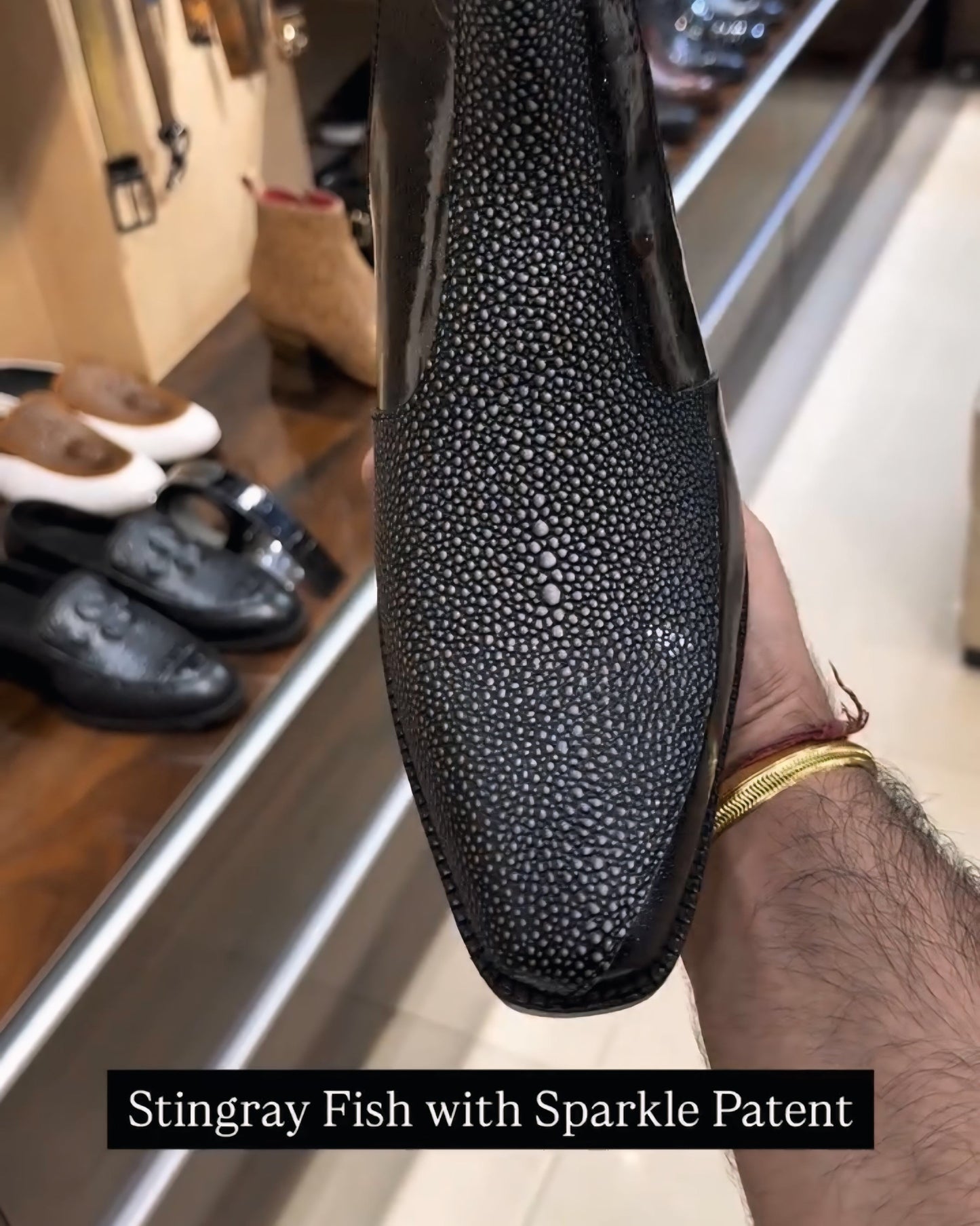 Stingray Fish Skin with Italian Sparkle Patent Leather Boots