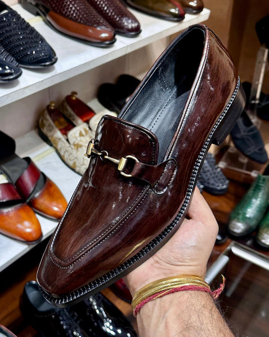 Dark Brown Patina Finish Loafers