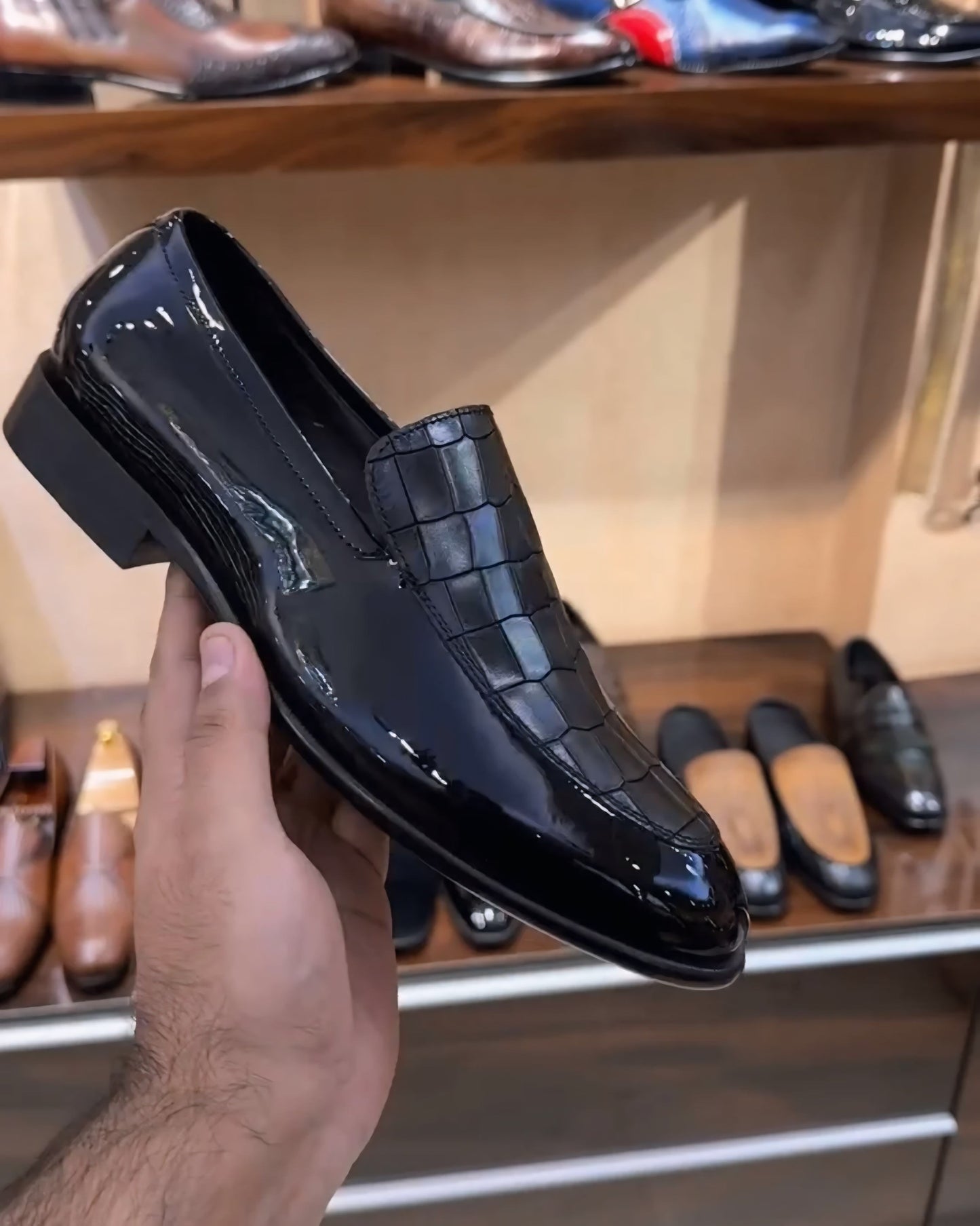 Luxe Edition Italian Patent Smooth Croc Spectators