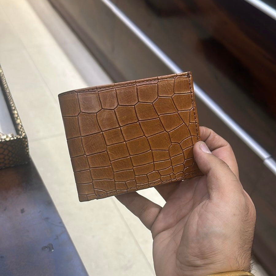 Light Brown Crocodile Scaled Wallet