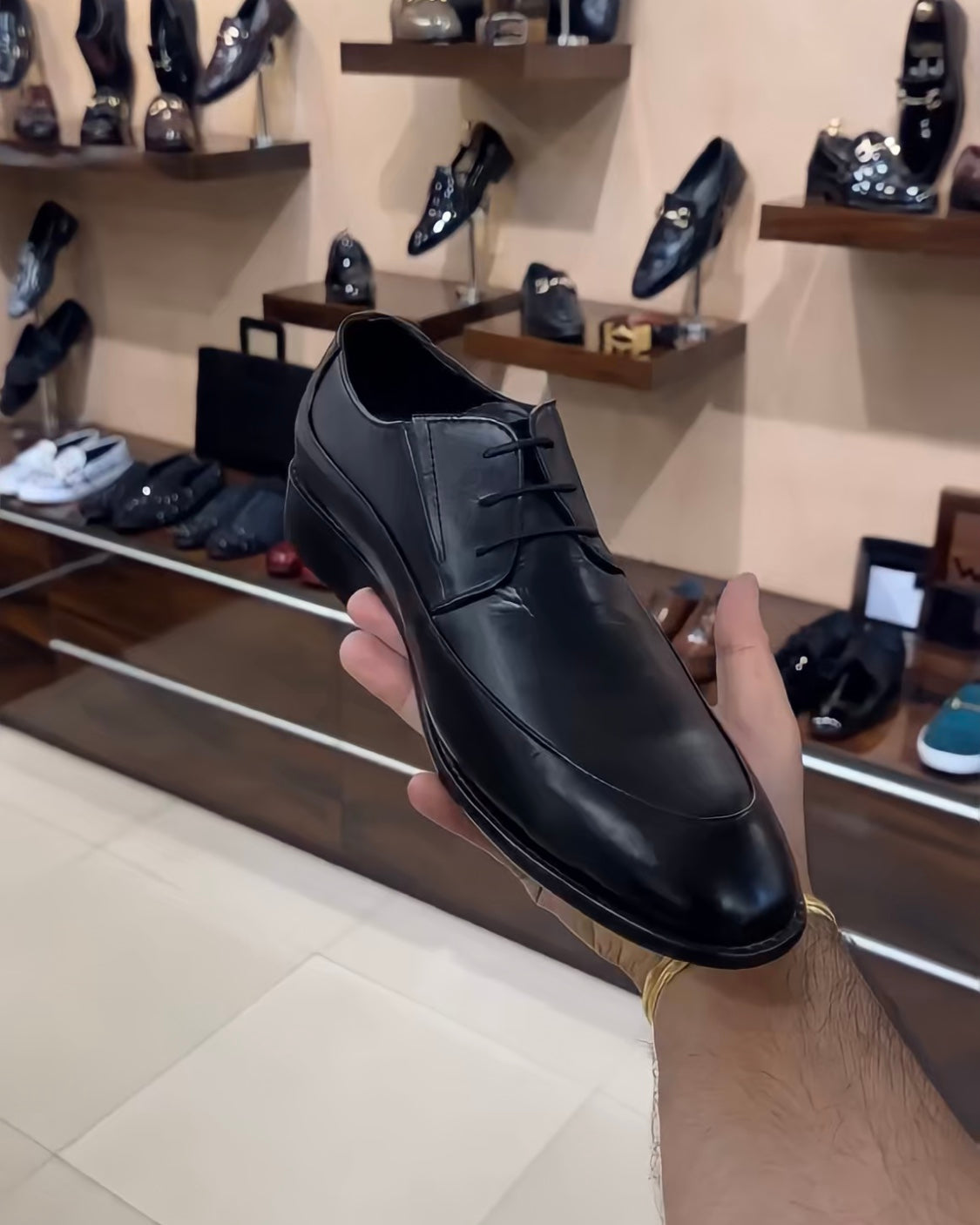 Black Calf Skin Leather Derbies