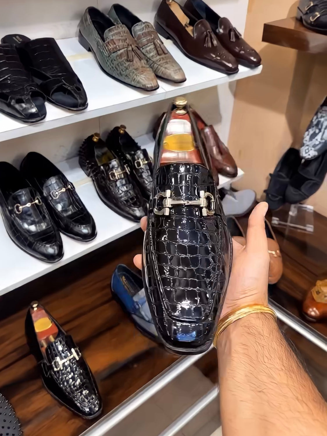 Jade Black Patent Croc Loafers