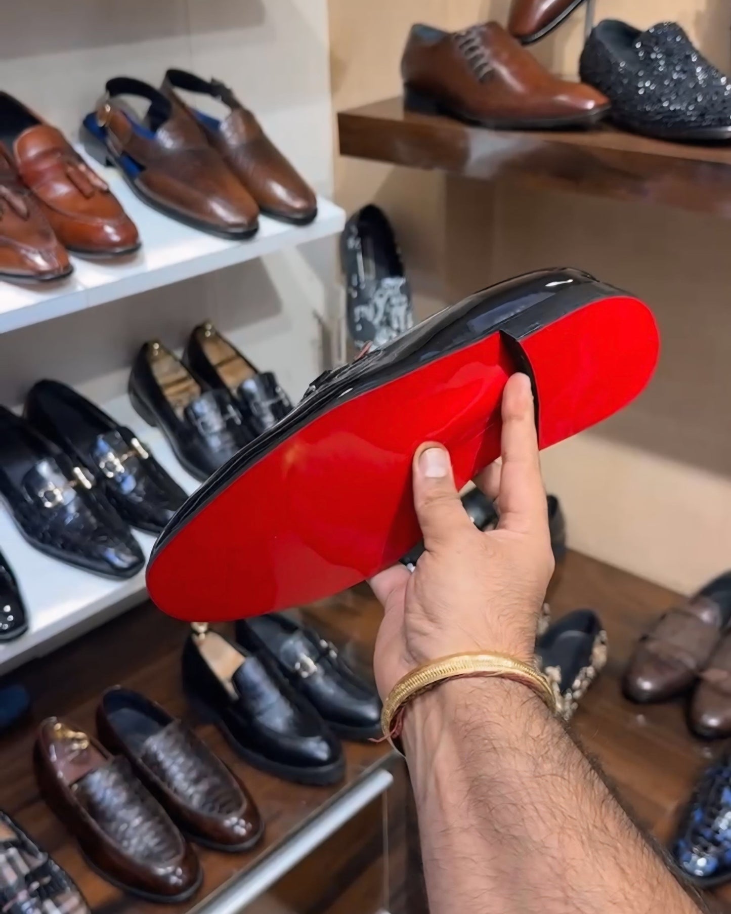 Spectator Moccasins with Red Interior and Red Bottom Sole