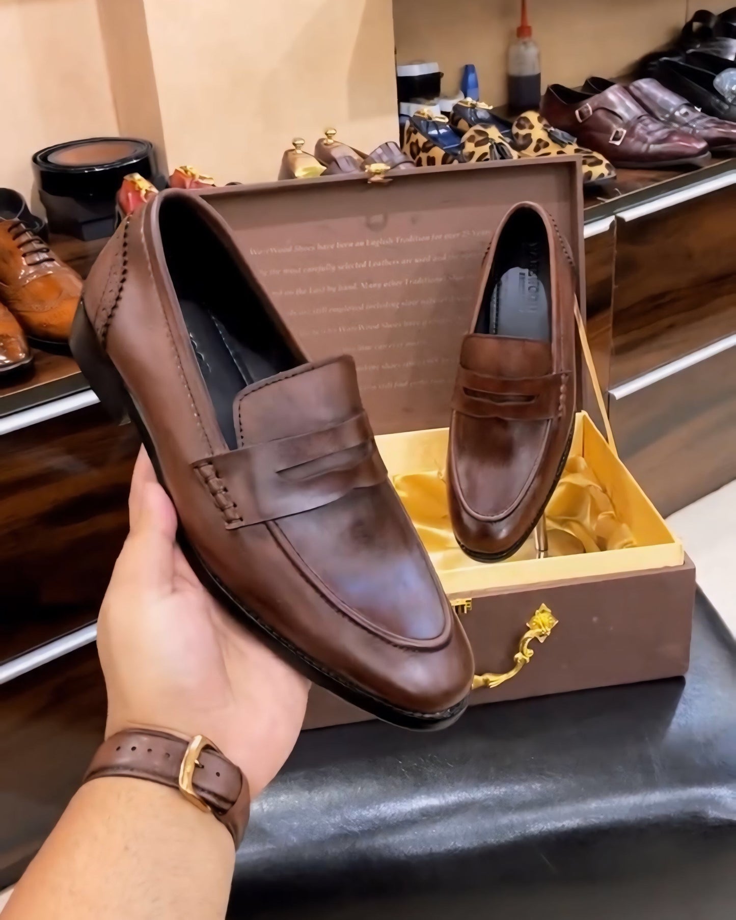 Classic Brown Patina Penny Loafers