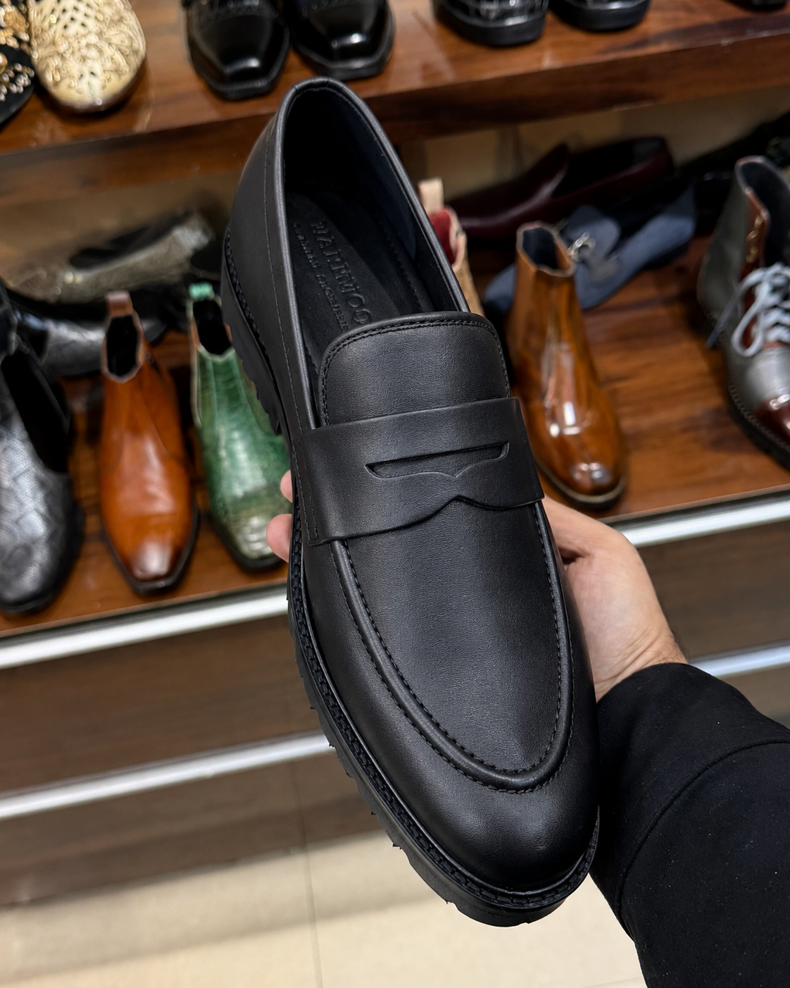 Black Chunky Penny Loafers