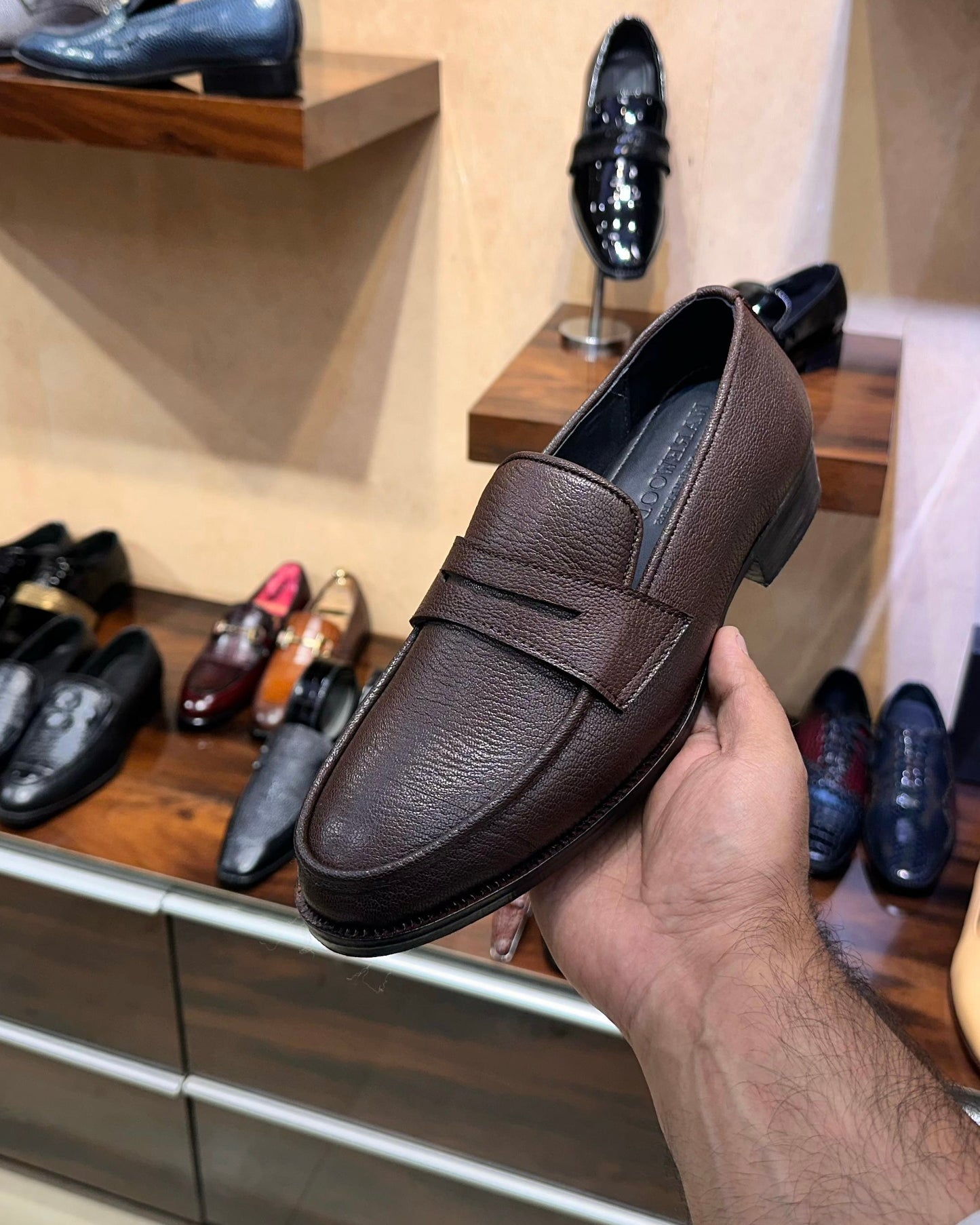 Classic Brown Calf Leather Penny Moccasins