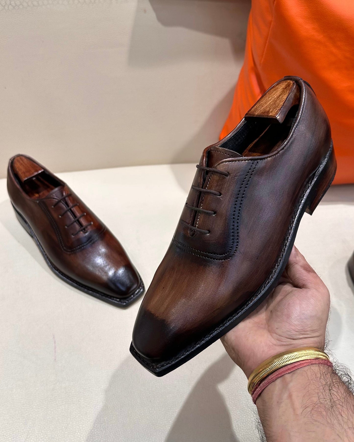 Two-tone Wood Finish Oxfords - Goodyear Welted