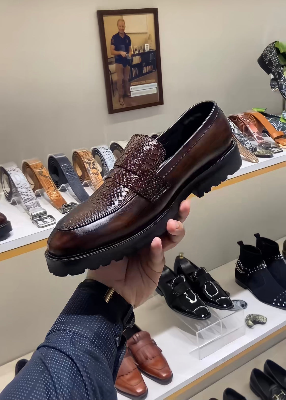 Brown Patina Boot Sole Moccasins
