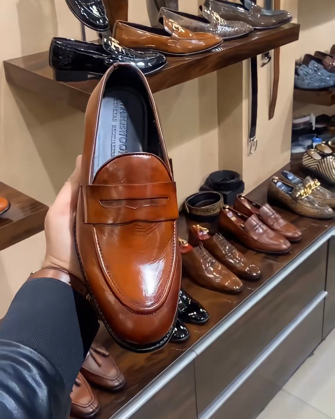 Pure Italian Tan Leather Penny Loafers