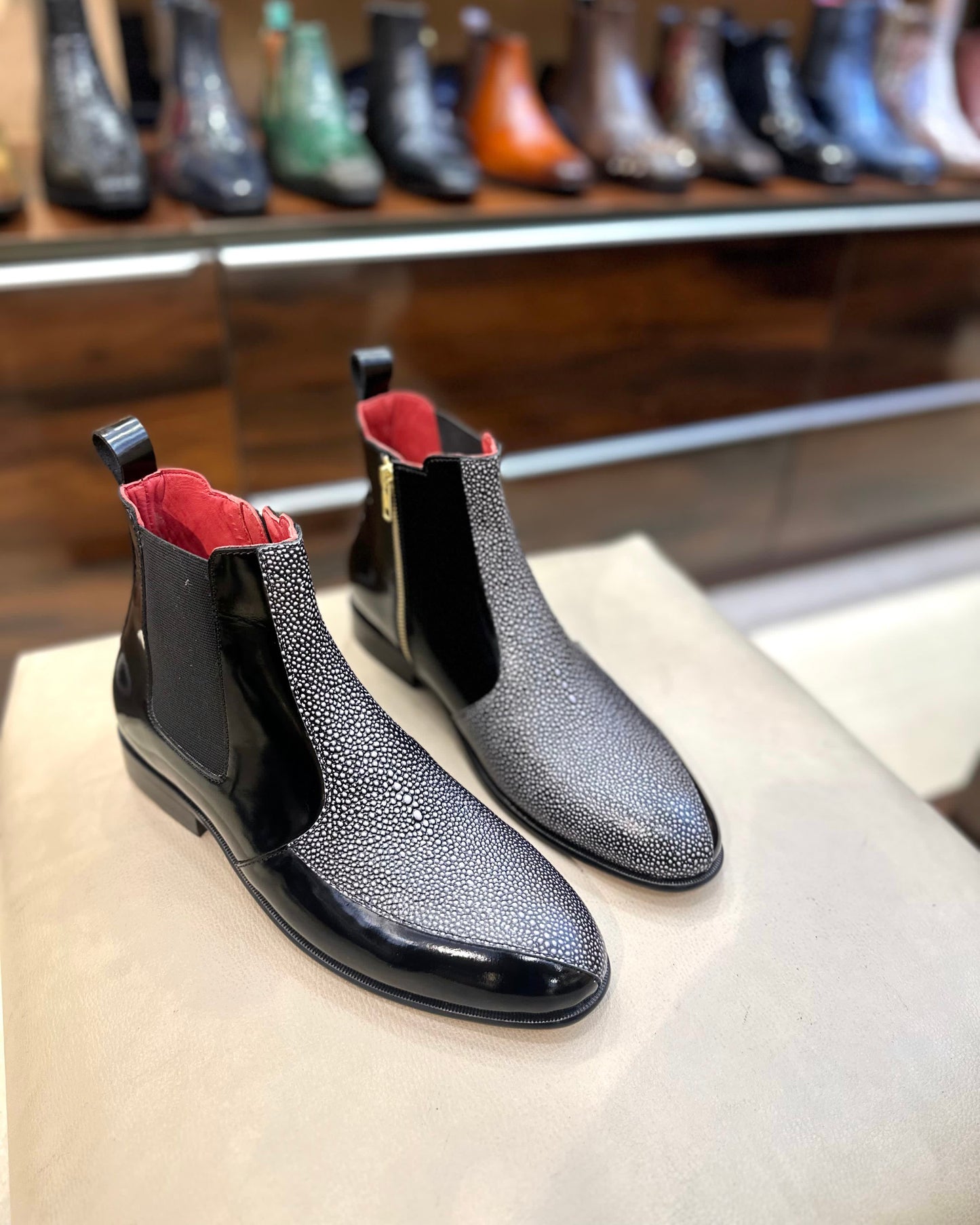 Exotic Stingray Fish Leather Zipper Boots