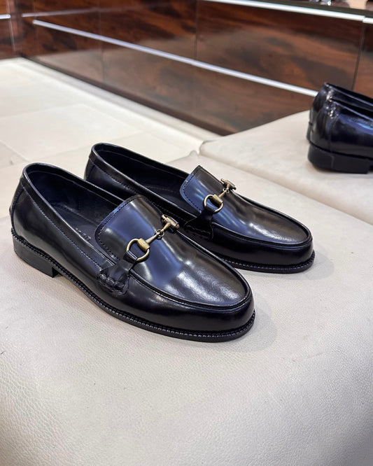 Classic Black Smooth Calf Leather Moccasins