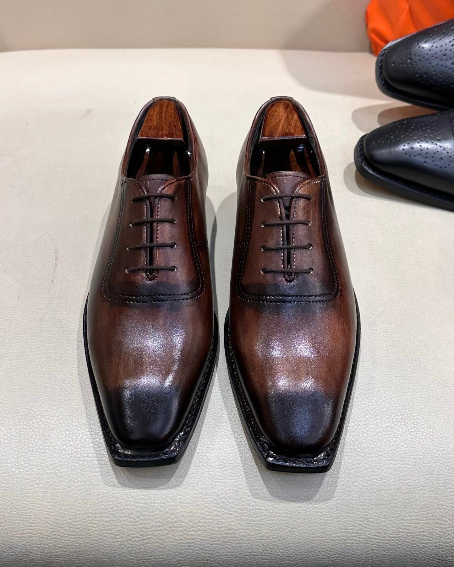 Two-tone Wood Finish Oxfords - Goodyear Welted