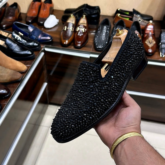 Black Diamond Studded Slip-ons