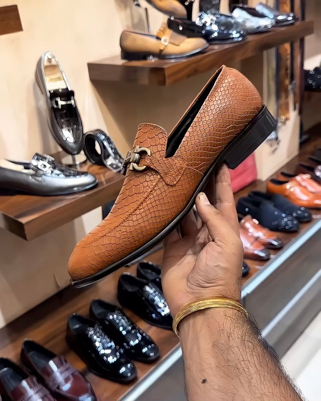 Matt Finish Orange Cobra Scaled Moccasins