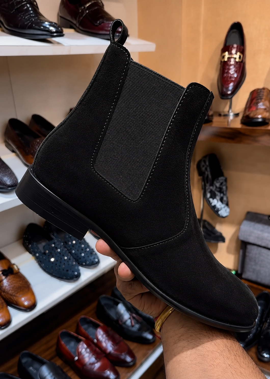 Black Suede Chelsea Boots