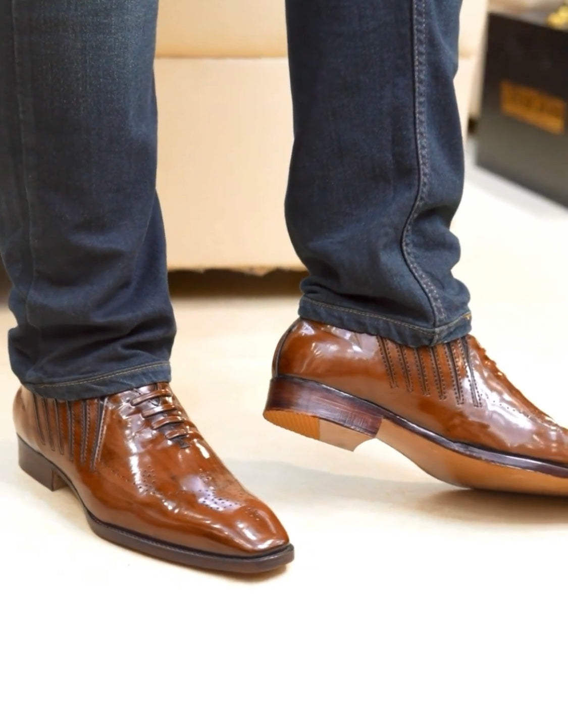 Classic Brown Patina Lace-up Oxfords