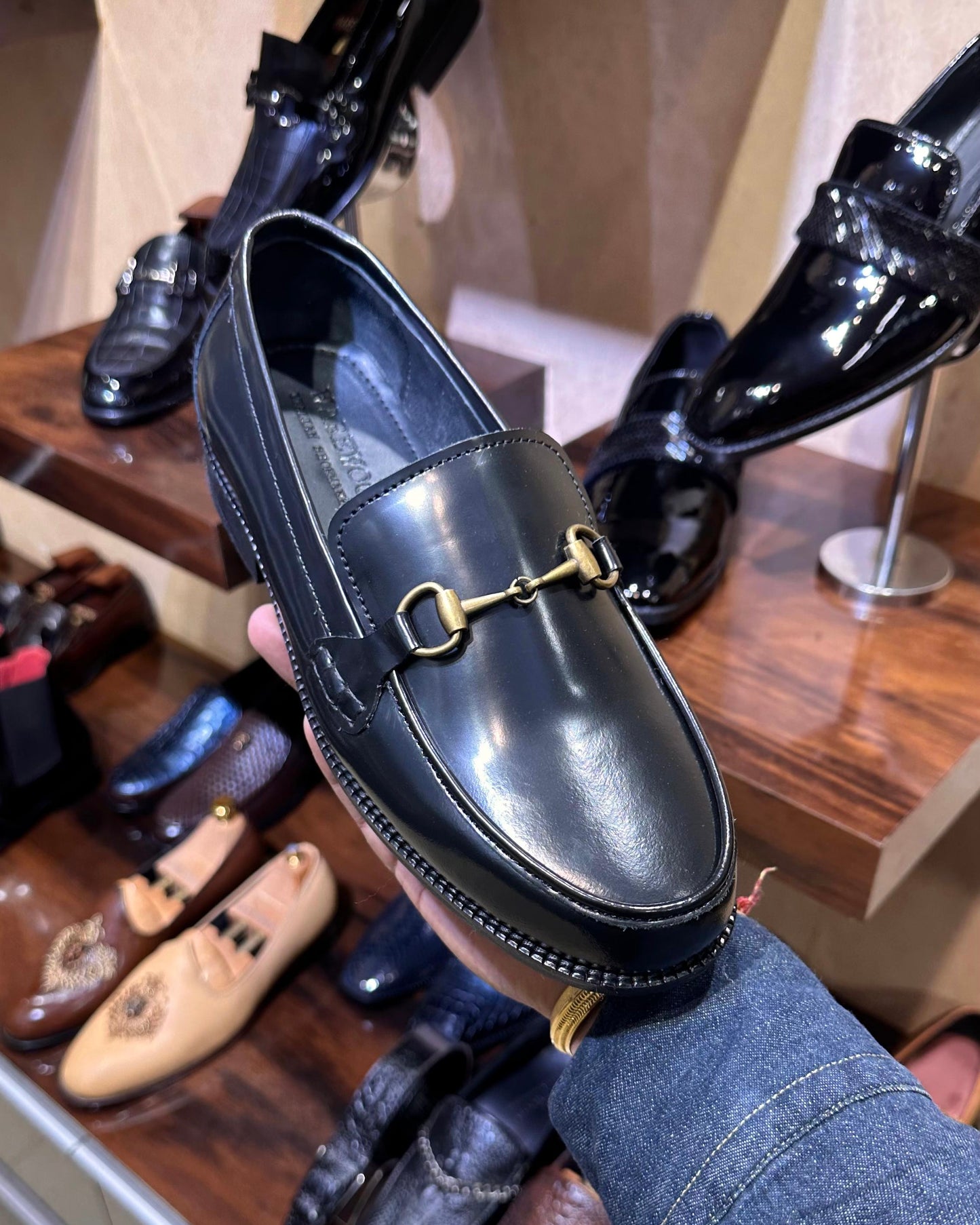 Classic Black Smooth Calf Leather Moccasins