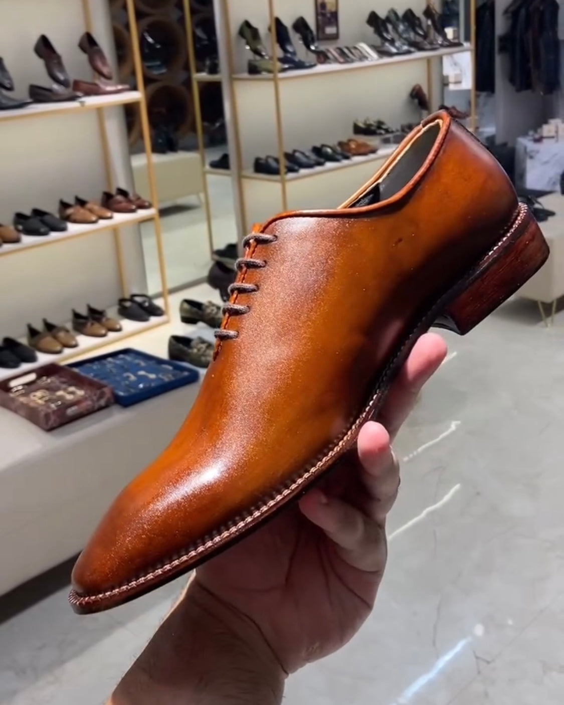 Sienna Brown Opanka Oxfords with Brown Sole