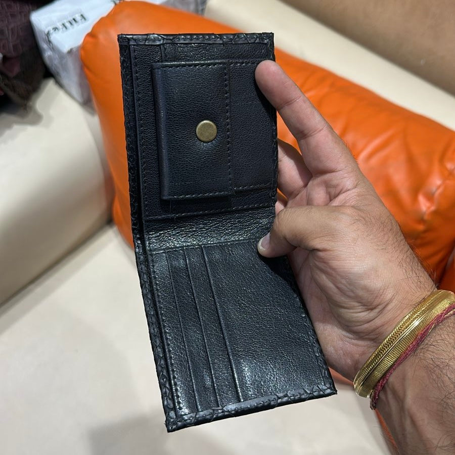 Classic Black Cobra Scaled Wallet with Coin Pocket