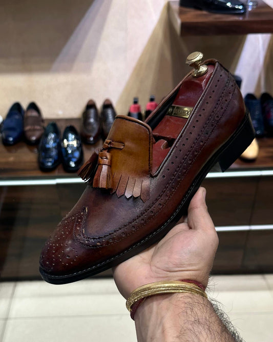 Two-tone Longwing Kiltie Tassel Loafers