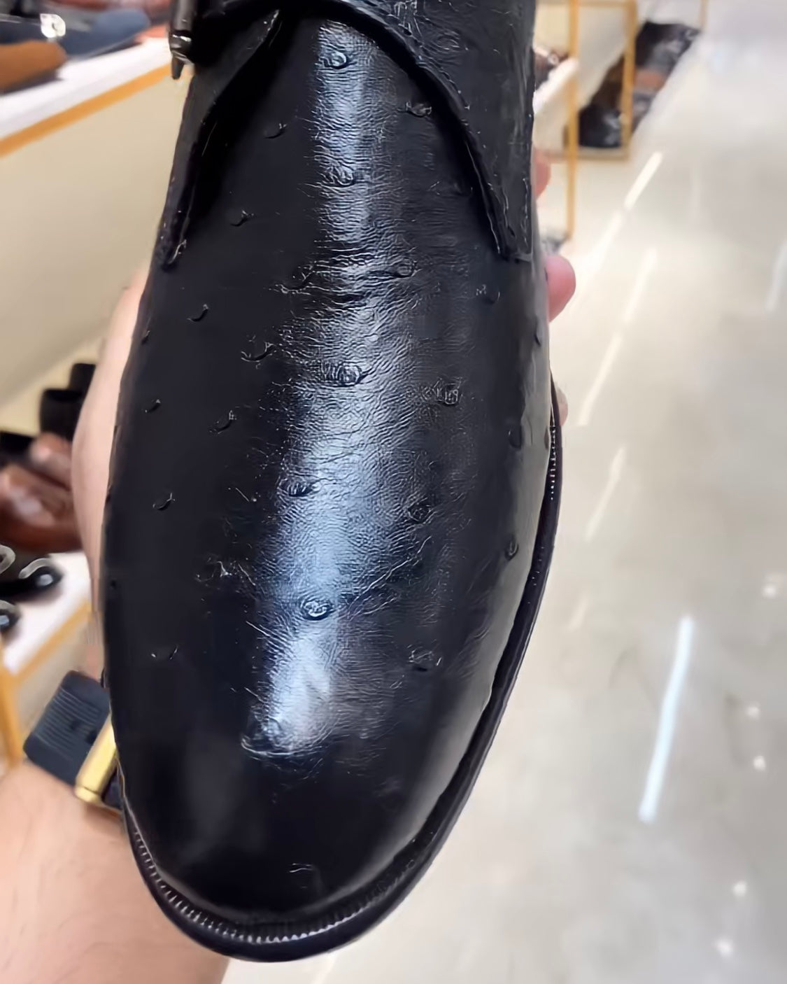 Black Ostrich Scaled Single Monks