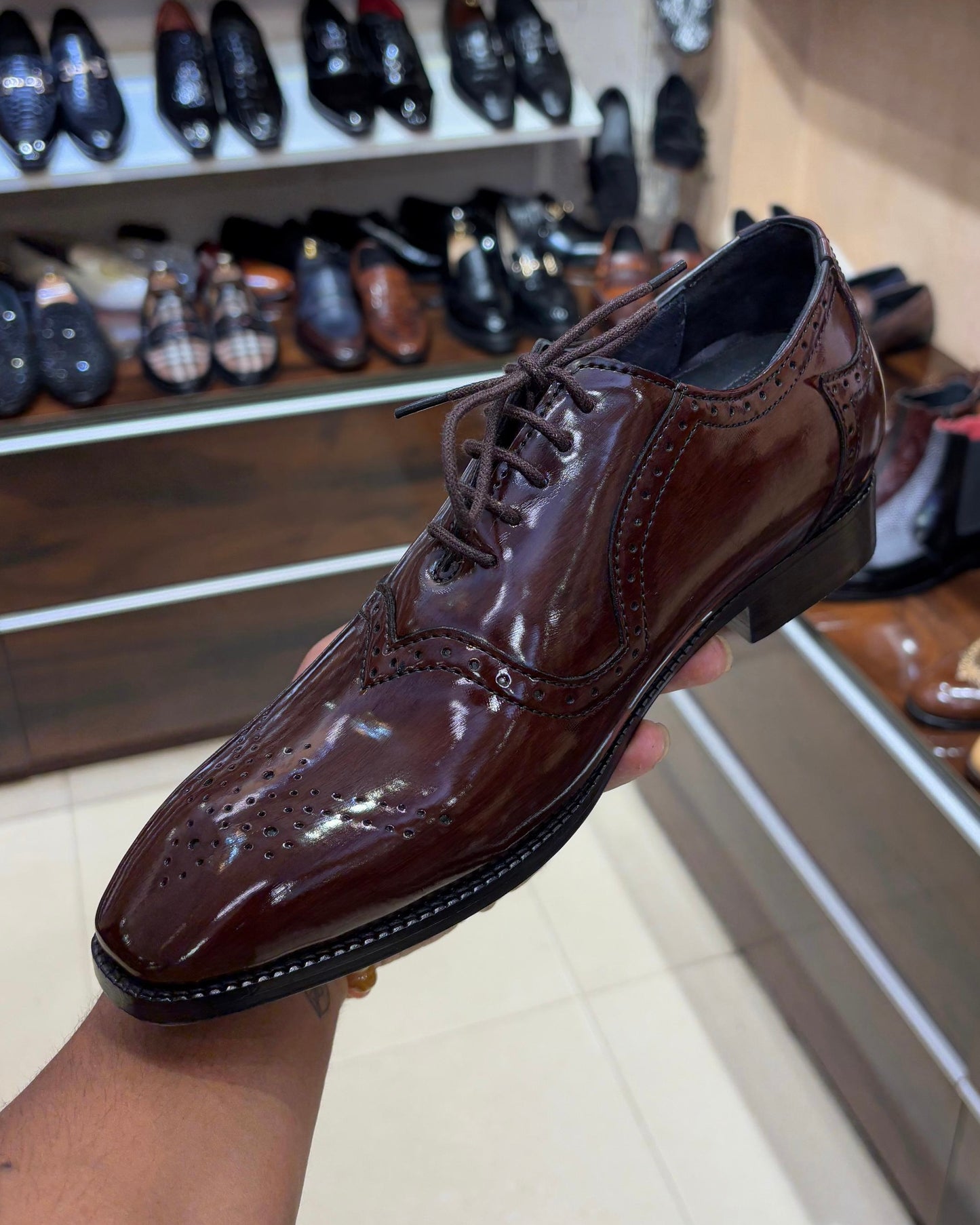 Semi-Brogue Walnut Brown Medallion Toe Oxford Shoes