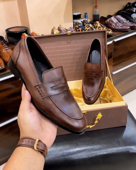 Classic Brown Patina Penny Loafers