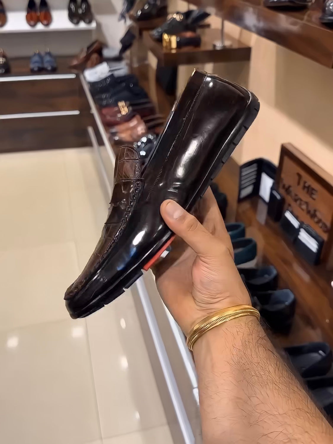 Dark Brown Crocodile Spectator Penny Driving Loafers