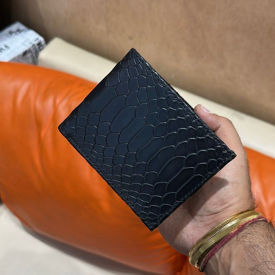 Classic Black Cobra Scaled Wallet with Coin Pocket