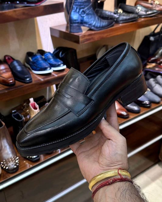 Buy Black Penny Loafers in Italian Leather
