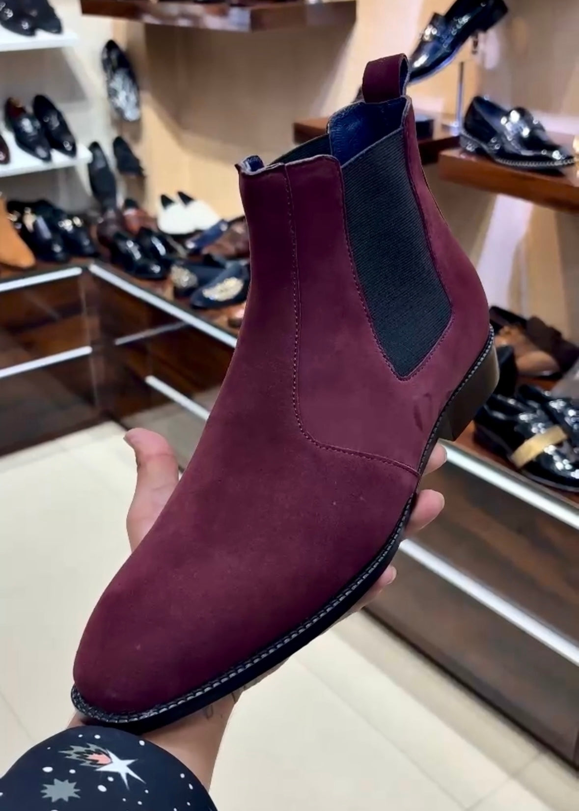 Pure Italian Wine Suede Chelsea Boots