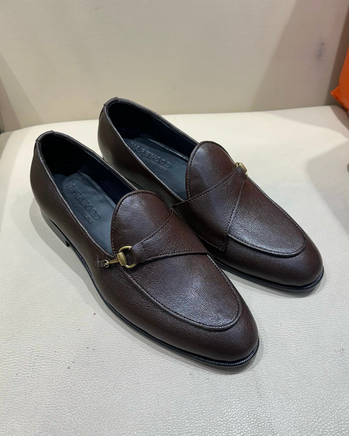 Brown Grain Leather Italian Style Loafers
