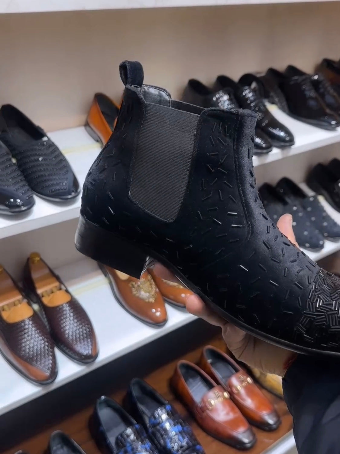 Pure Italian Suede Embroidered Chelsea Boots