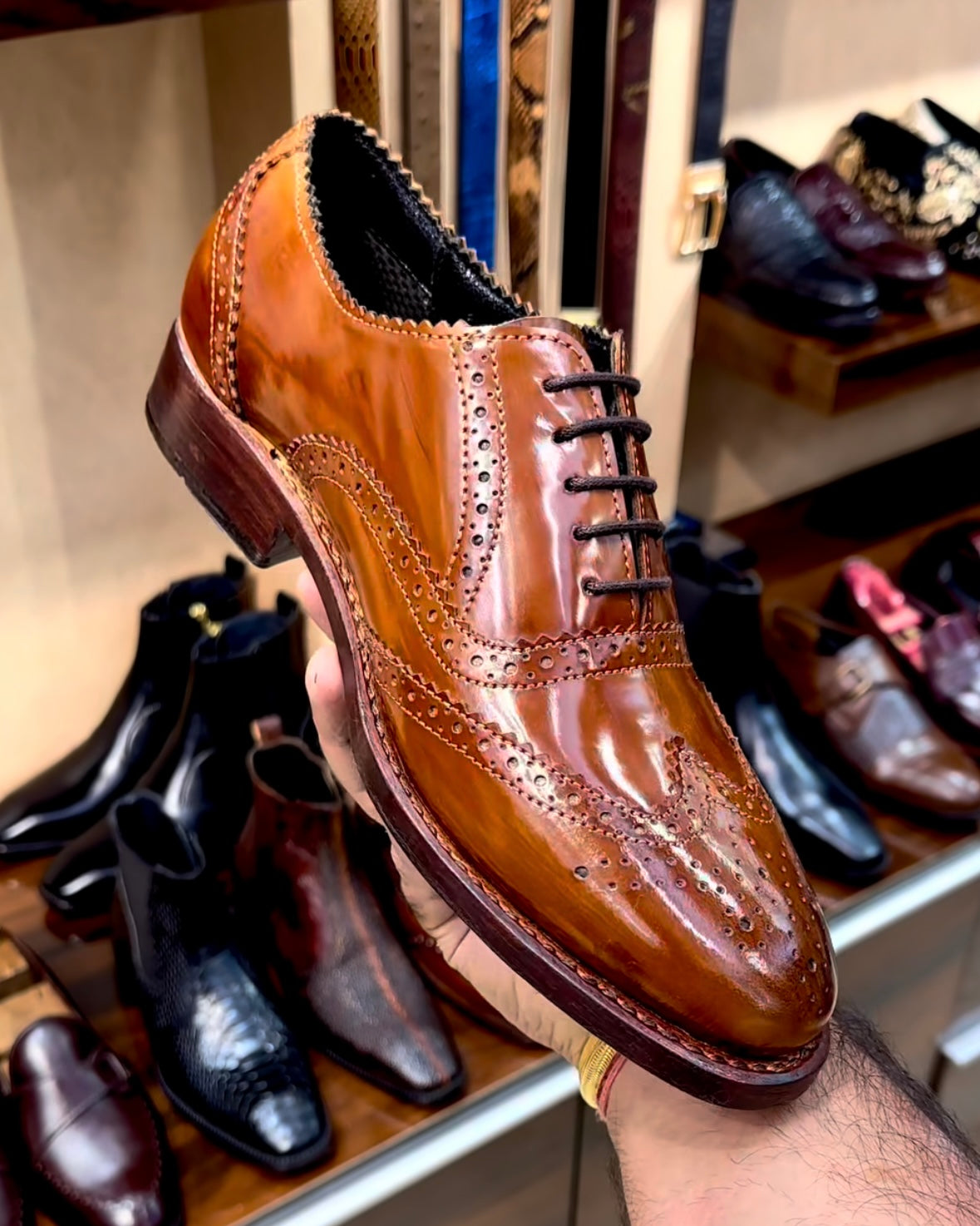 British Tan Wingtip Oxfords