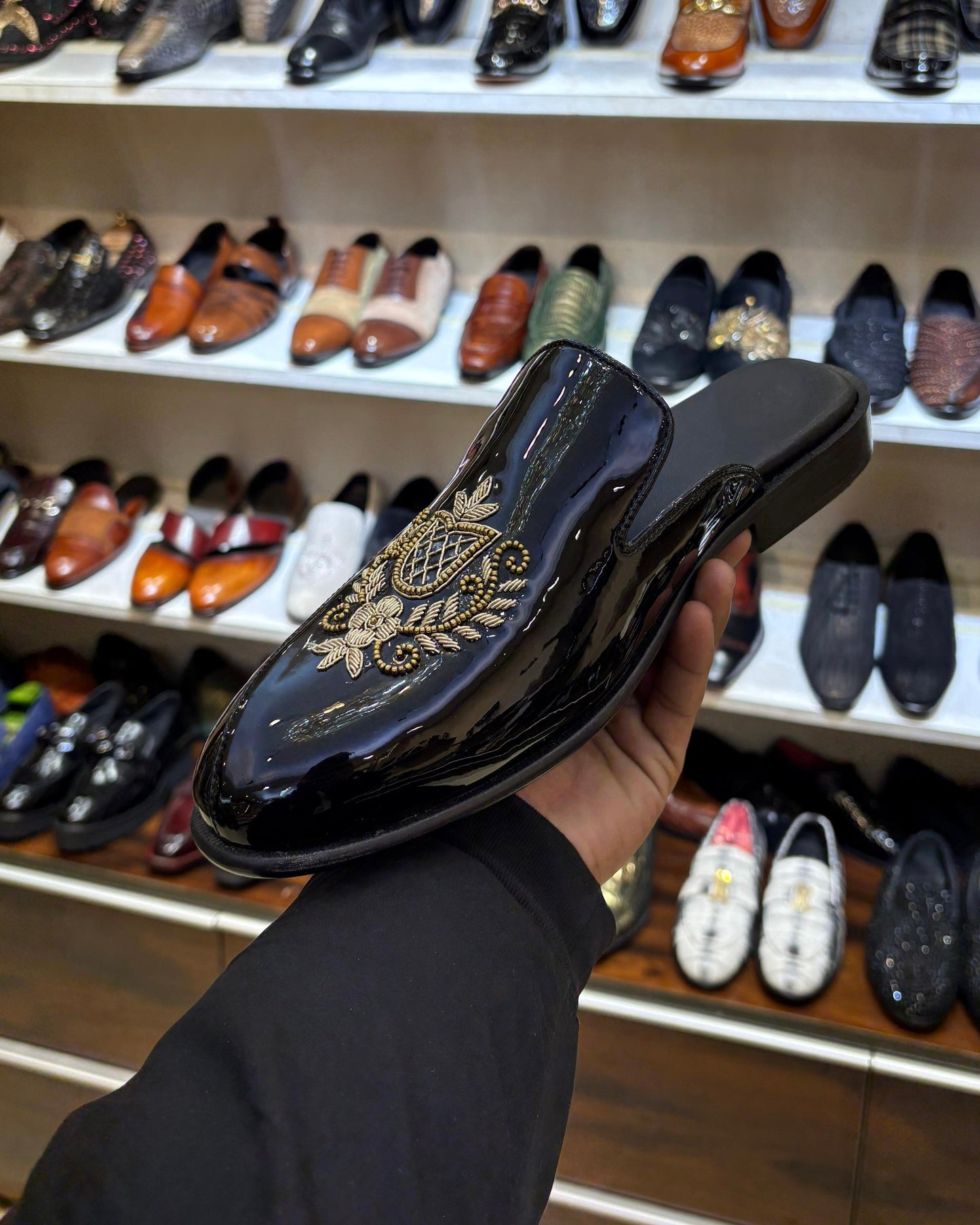 Luxe Edition Gold Embroidery Mules