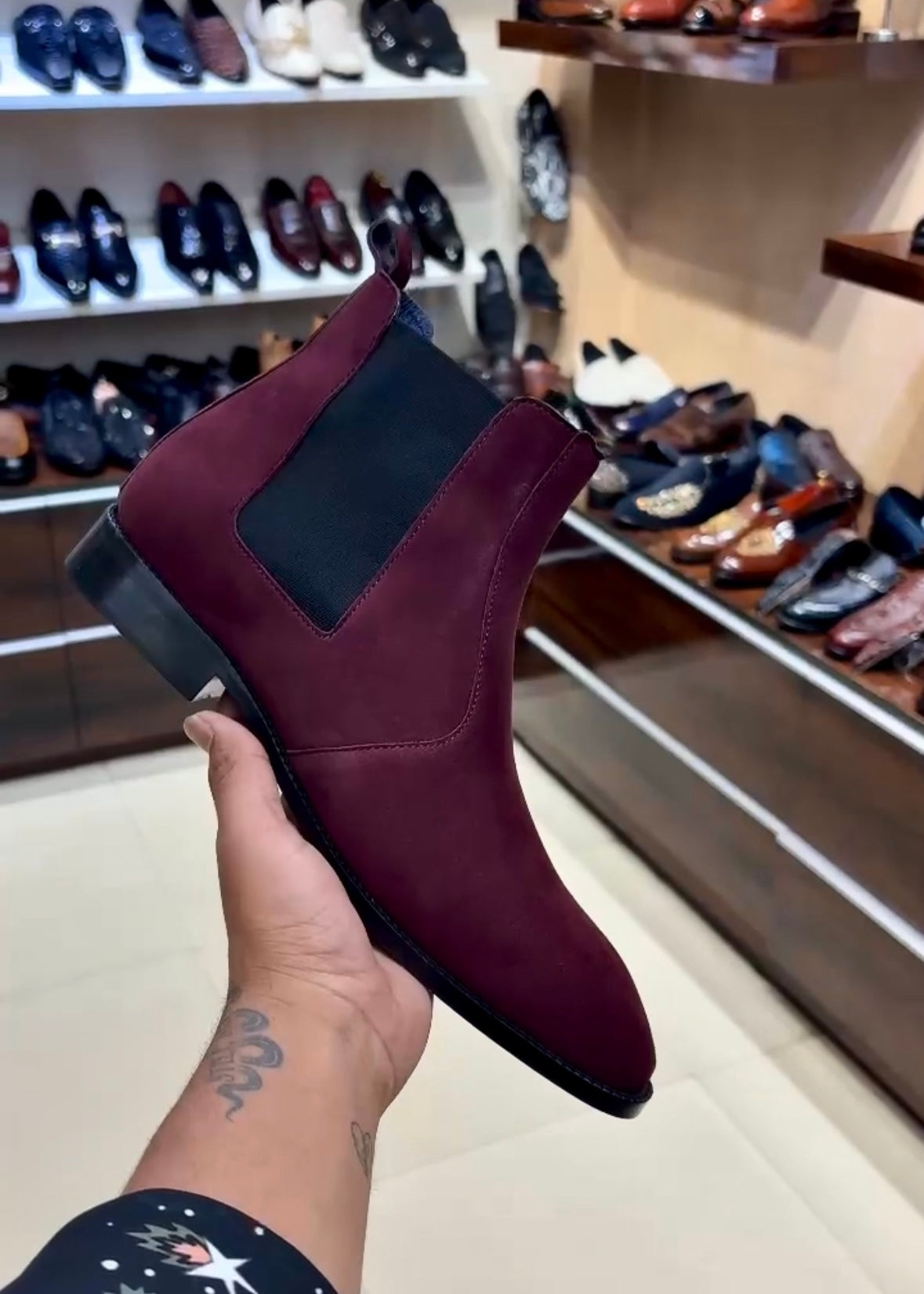 Pure Italian Wine Suede Chelsea Boots