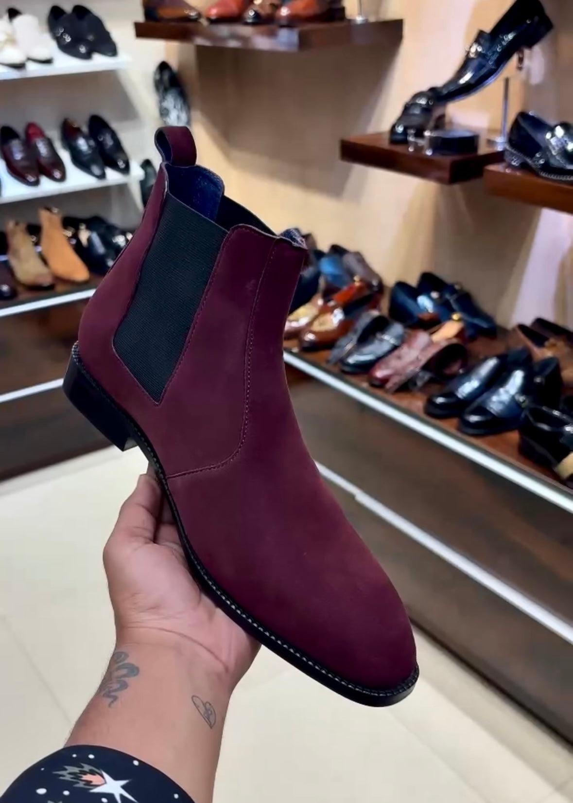 Pure Italian Wine Suede Chelsea Boots