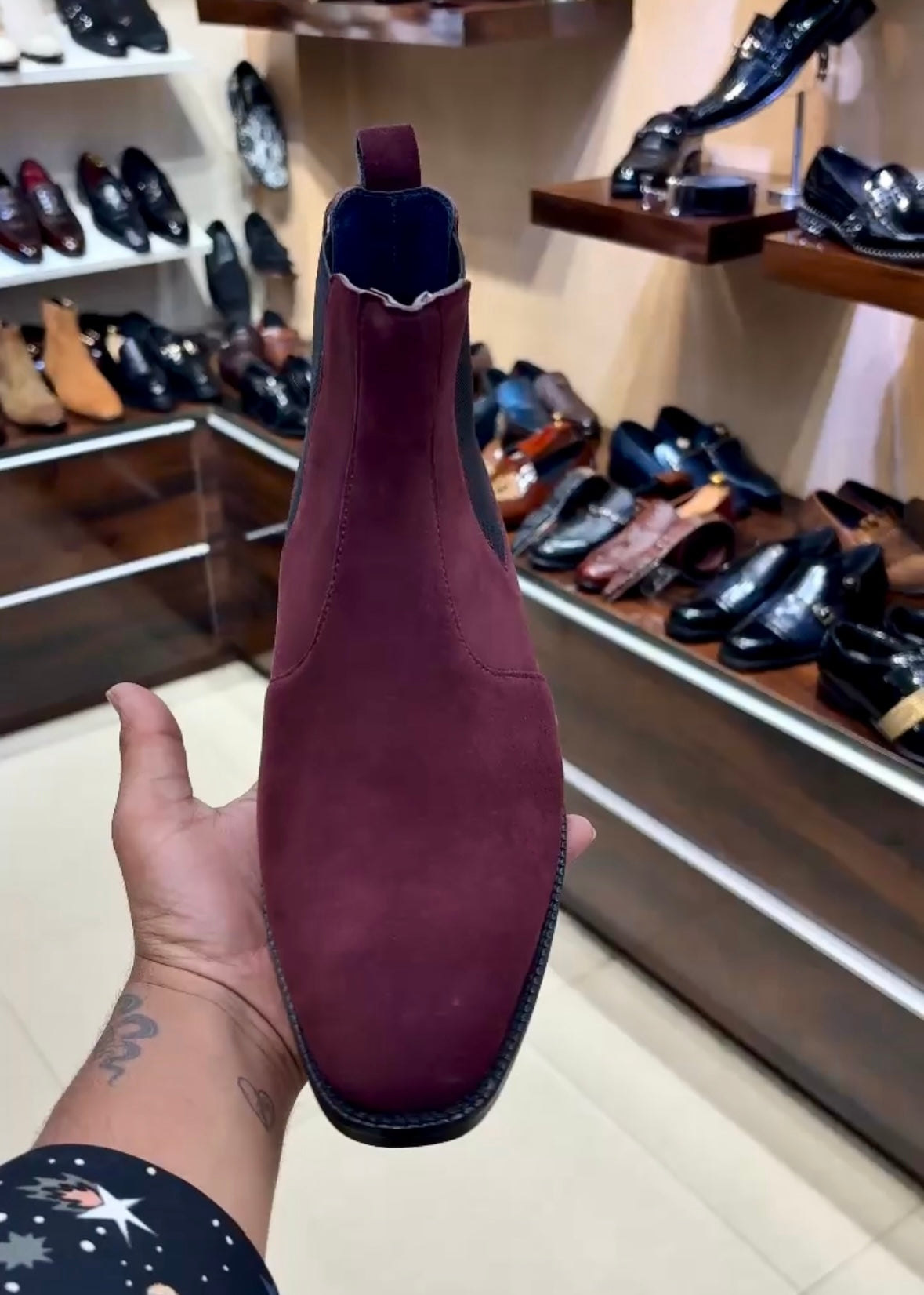 Pure Italian Wine Suede Chelsea Boots